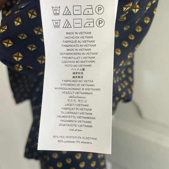 NWT Michael Michael Kors Navy Blue Printed Side Tie wide leg Jumpsuit - Picture 7 of 11